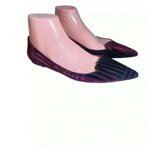 JIMMY CHOO Gala Women’s Red And Black Stripes Velvet Ballets Flats EUR 40.5/10.5